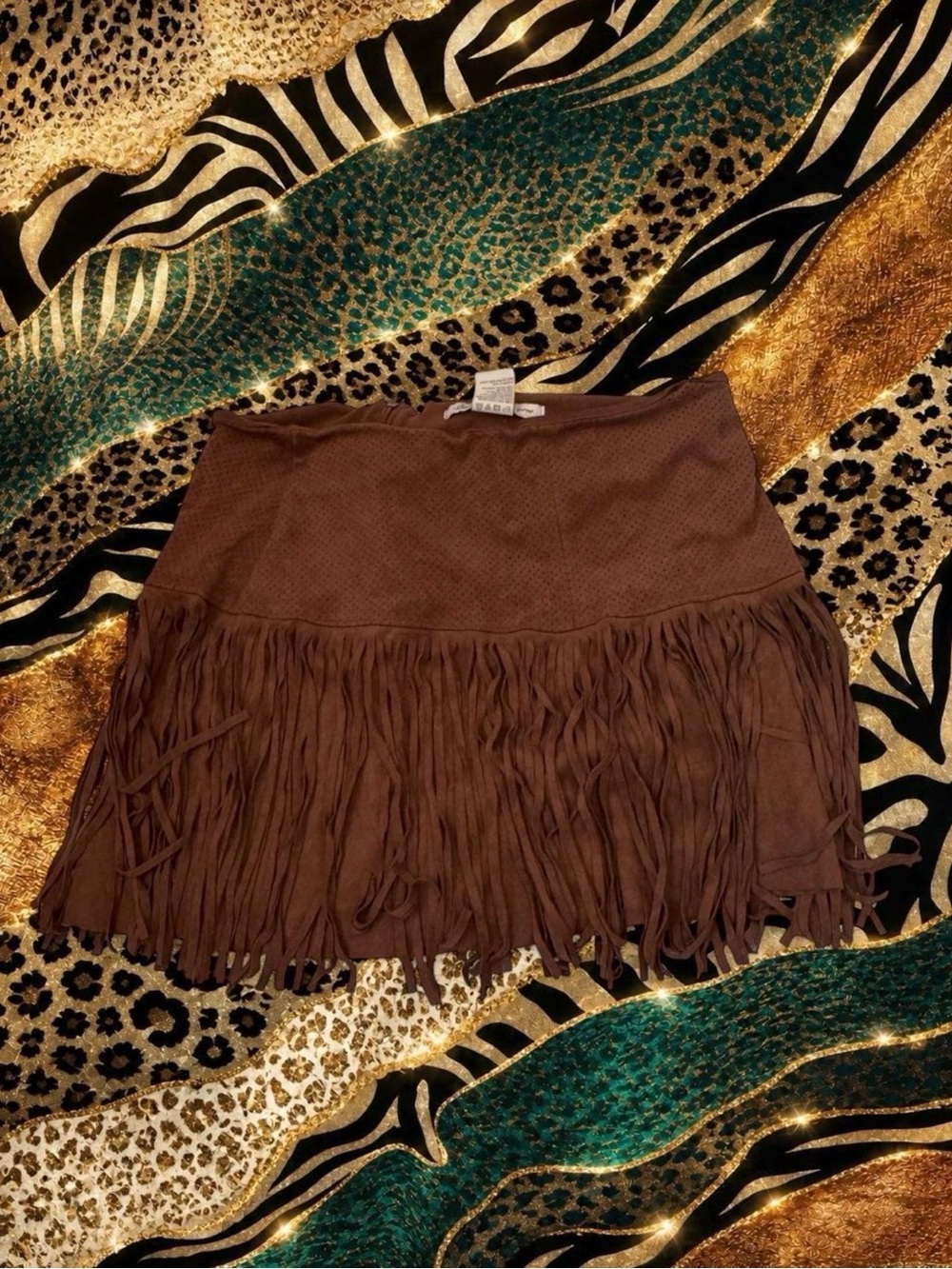 American Rag Brown Fringe Mini Skirt